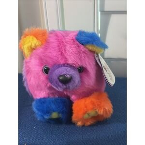 Vintage Swibco Puffkins Cosmo Bear St Jude Plush Colorblock Rainbow 1998 NWT